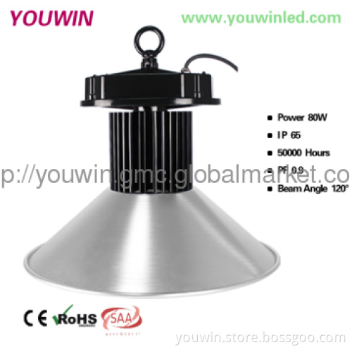 IP65 80W Bridgelux 45mil Chip Industrial LED High Bay Light